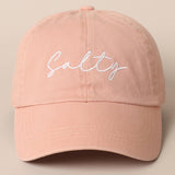 Salty Lettering Embroidery Baseball Cap: One Size / LIGHT BLUE