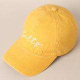Salty Lettering Embroidery Baseball Cap: One Size / LIGHT BLUE