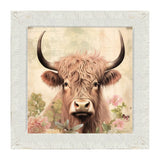 Tan Highland cow with flowers: Small / Natural