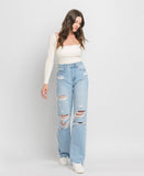 90'S VINTAGE SUPER HIGH RISE FLARE JEANS F4535: HOTTER THAN THAT