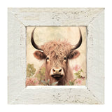 Tan Highland cow with flowers: Small / Natural