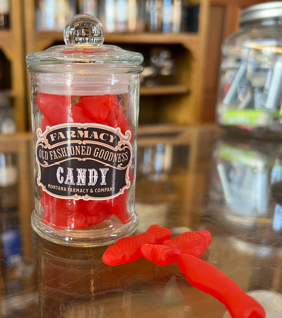 Old Fashioned Apothecary Jar Swedish Little red Fish Candy