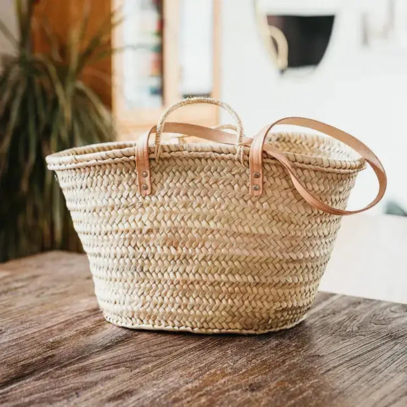 French Market Basket - Straw Bag Double Straps