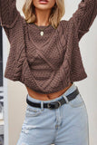 Cable Knit Hollowed Plain Knitting Sweater SF085