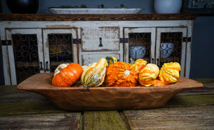 Eurostyle Deep Rustic Dough Bowl-Carved-12x26 inches-Waxed