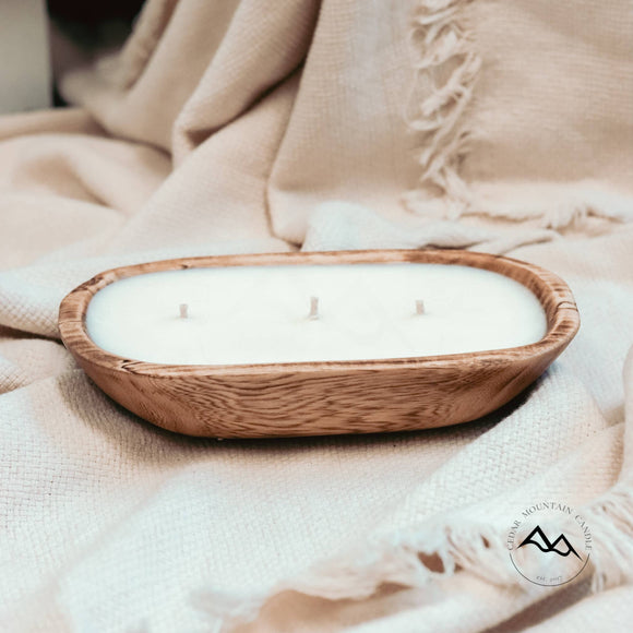 Light Natural Wood Dough Bowl Soy Candle - Choose Your Scent