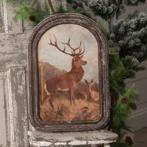 Arched Wood Framed Deer Print (PC)