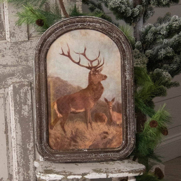 Arched Wood Framed Deer Print (PC)