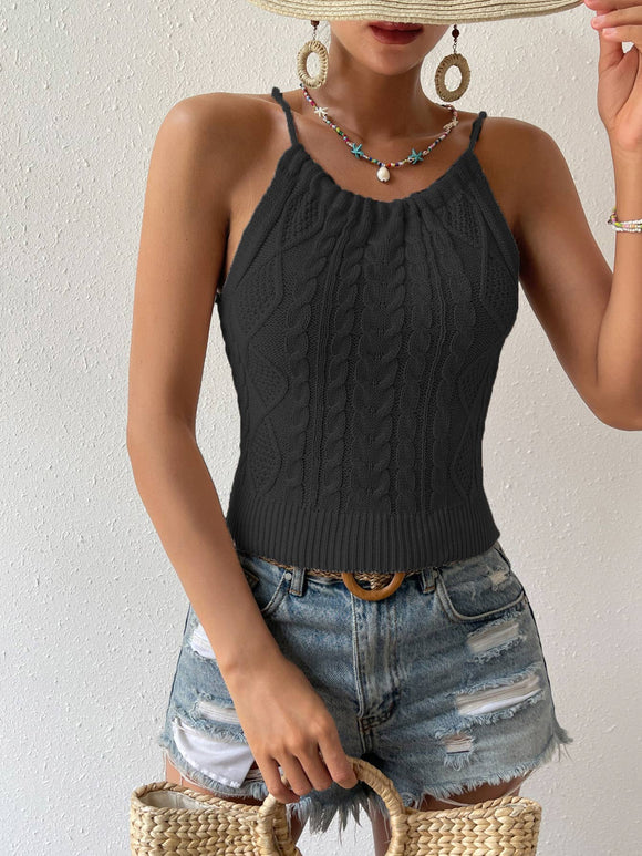 Backless Twisted Halterneck Camisole Top