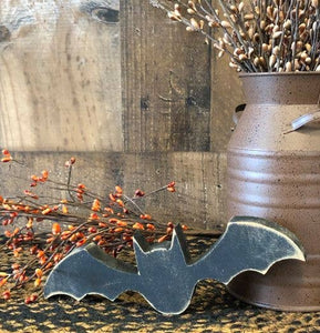 Primitive Wood Black Bat Fall Sitter